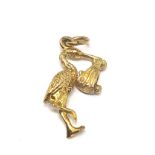 9ct gold vintage articulated stork & baby charm (1.8g)