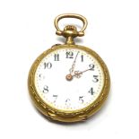 Antique french 18ct gold fob pocket watch weight 20g the watch is not ticking balance will spin