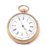 Antique gold plated open face centre second pocket watch the watch is ticking