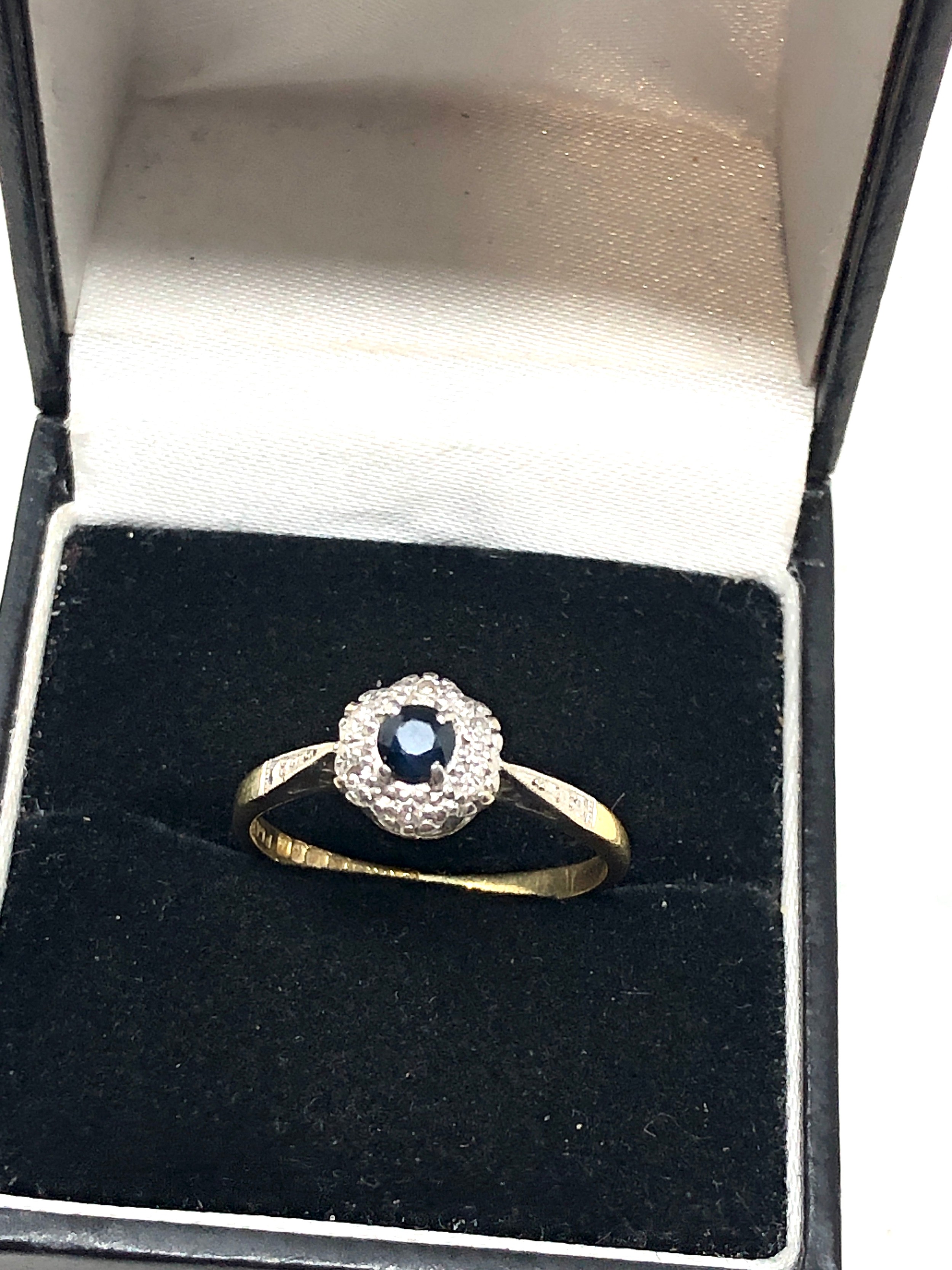 18ct gold vintage sapphire & diamond cluster cathedral setting ring (2.9g)