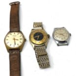 3 vintage wristwatches inc sekonda u.s time & tiptop spares or repairs