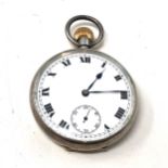 silver open face pocket watch the watch is ticking