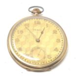 Antique Tempo gold plated open face pocket watch the watch is ticking