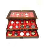 3 draw display box with 28 quartz pocket watches