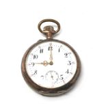 Antique silver open face pocket watch fancy gold hands the watch is not ticking balance spins freely