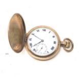 Antique gold plated full hunter pocket watch the watch is ticking