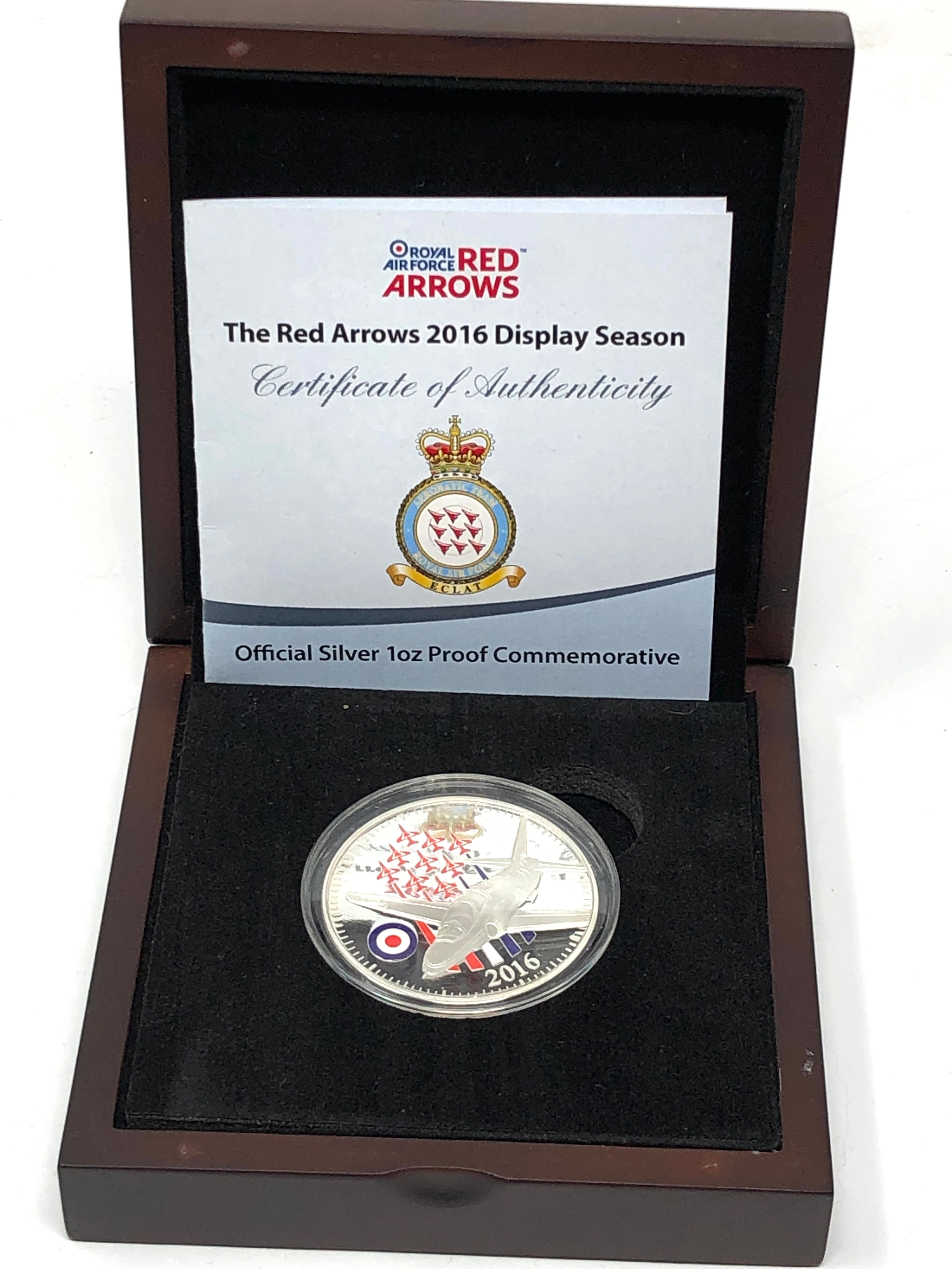 Boxed 1oz proof 999 silver red arrows 2016 display season squadron coin limited edition No 0872