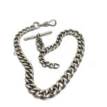 Chunky antique silver albert pocket watch chain weight approx 70g