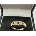 9ct gold sapphire diamond ring weight 1.9g