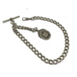 Antique silver albert chain & fob weight 49g