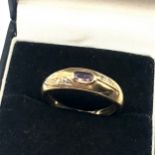 9ct gold amethyst & diamond ring weight 3.7g