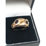 Fine antique 9ct gold double snake ring garnet set Birmingham gold hallmarks weight 5.5g