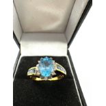 9ct gold diamond & topaz ring weight 3g