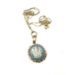 9ct Gold Jasperware Three Fates Pendant Necklace By Wedgwood (3g)
