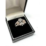 9ct white & yellow gold diamond set ring 0.15ct diamonds weight 4.4g