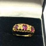 Fine antique 18ct gold diamond & ruby ring weight 3.6g