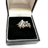 9ct gold sapphire & diamond dolphin ring weight 2g