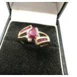 9ct gold ruby & diamond ring weight 2.1g