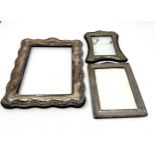 3 silver picture frames for restoration missing back stands largest measures approx 28cm by 22cm