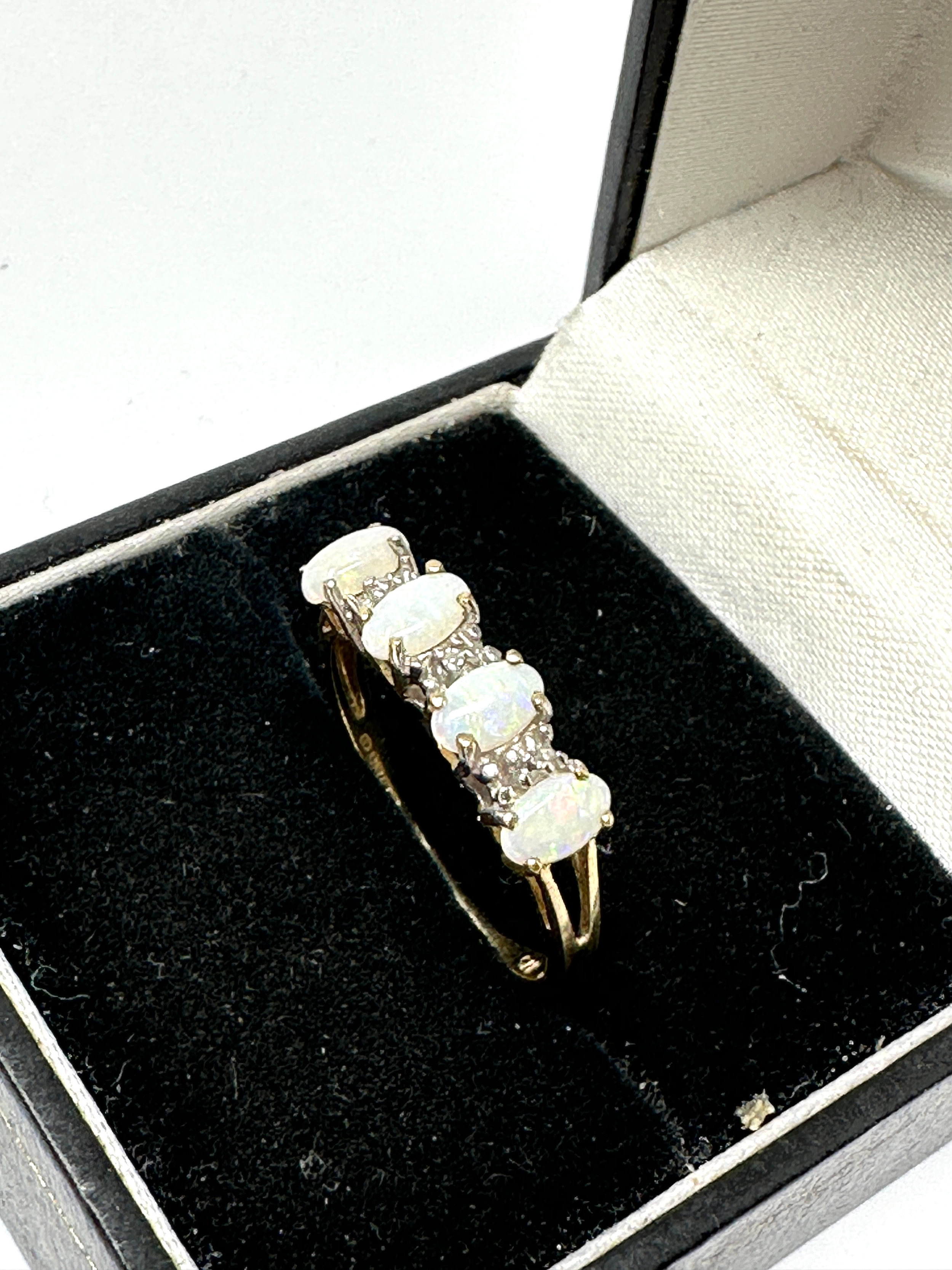 9ct gold opal and diamond ring weight - Bild 2 aus 3