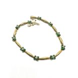 9ct gold diamond & emerald bracelet weight 7g