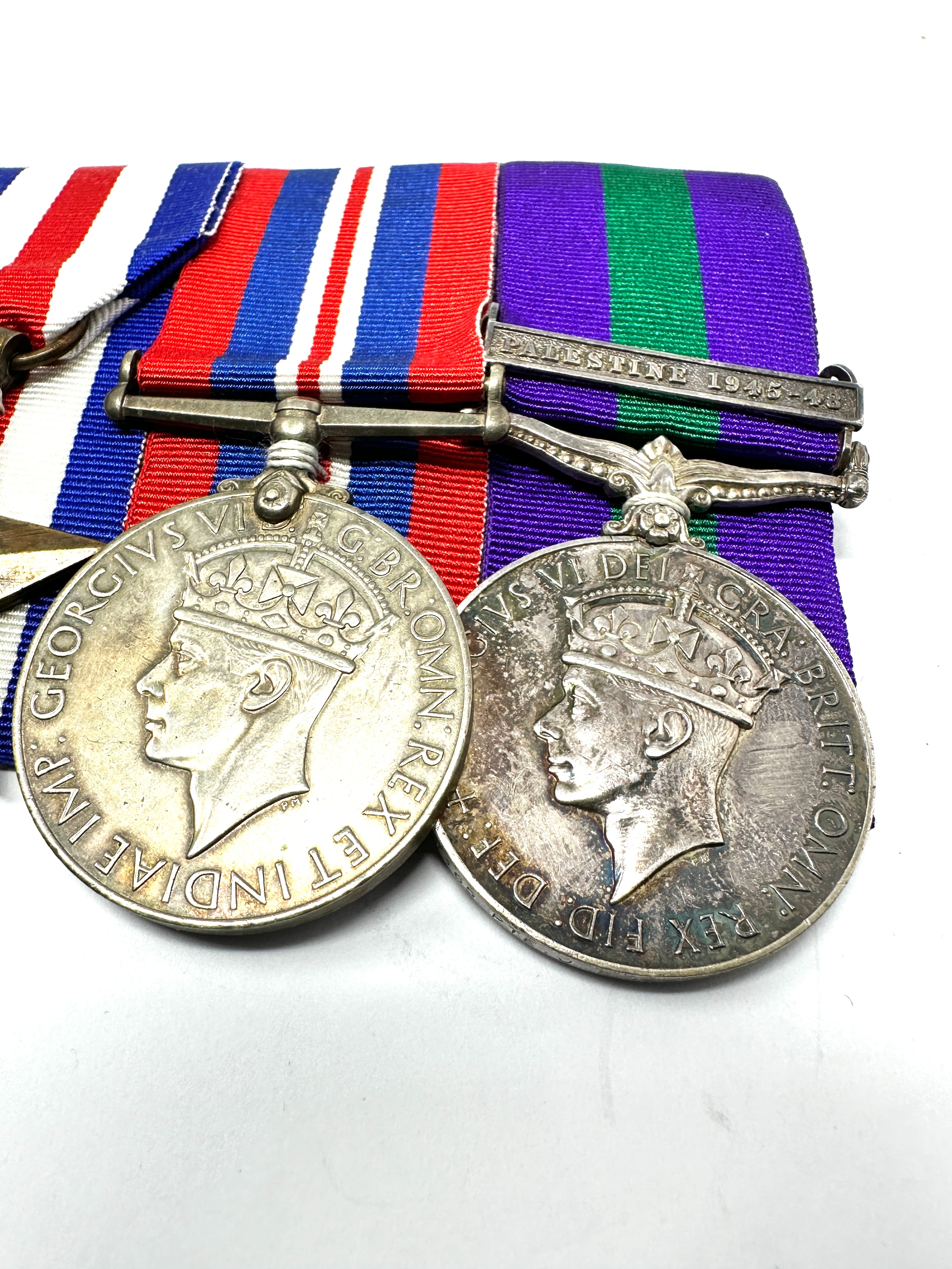 1939-45 ww2 G.S.M medal group mounted Palestine bar to 14441365 pte j.s lennard oxy & bucks - Bild 2 aus 3