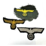3 ww2 german cloth breast eagles inc kriegsmarine cut from uniform