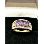 9ct gold Amethyst & diamond ring weight 3.7g