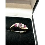 9ct gold amethyst & diamond ring weight 2.3g