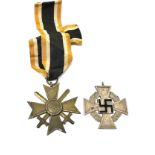 2 ww2 german medals inc 25 year service & merit cross with swords