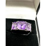 9ct white gold amethyst ring weight 3.4g