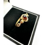 18ct vintage ornate garnet ring (1.9g)