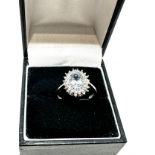 9ct white gold diamond & aqua ring weight 2.6g