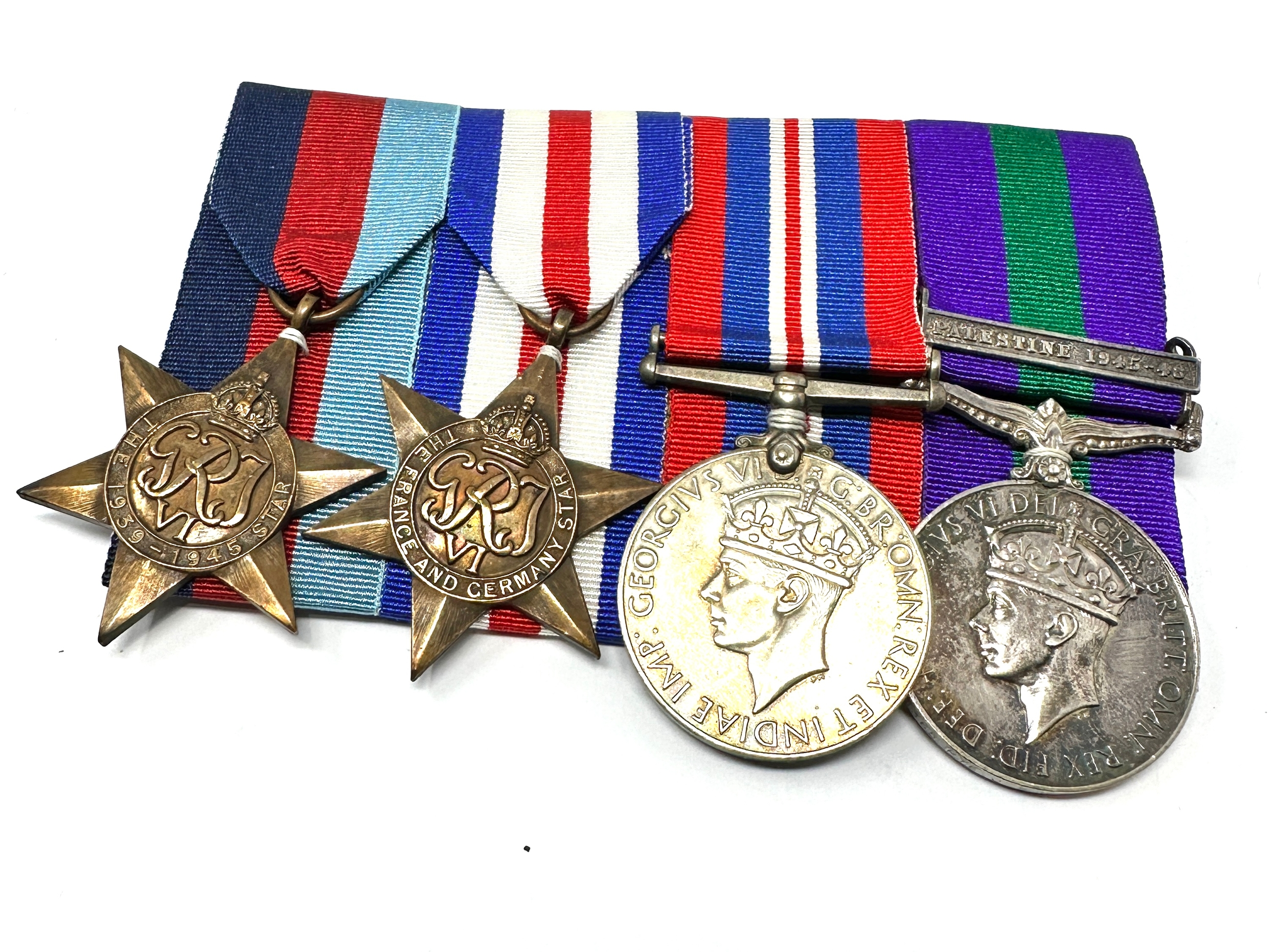 1939-45 ww2 G.S.M medal group mounted Palestine bar to 14441365 pte j.s lennard oxy & bucks