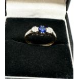 9ct gold tanzanite & diamond ring weight 2.1g