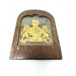 Framed Victorian officers gilt helmet plate