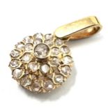 18ct gold rose diamond pendant measures approx 2.2cm drop by 1.2cm wide weight 2.3g