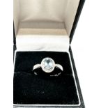 9ct white gold diamond & aqua ring weight 2.4g