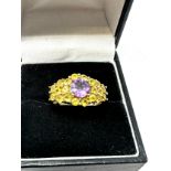 9ct gold yellow sapphire & amethyst dress ring (2.9g)