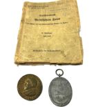German ww2 lot includes westwall medal gau badge & 141 book of british army book
