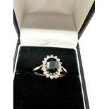 9ct gold vintage sapphire & diamond ring (2.4g)