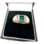 9ct gold emerald & diamond ring weight 6.7g