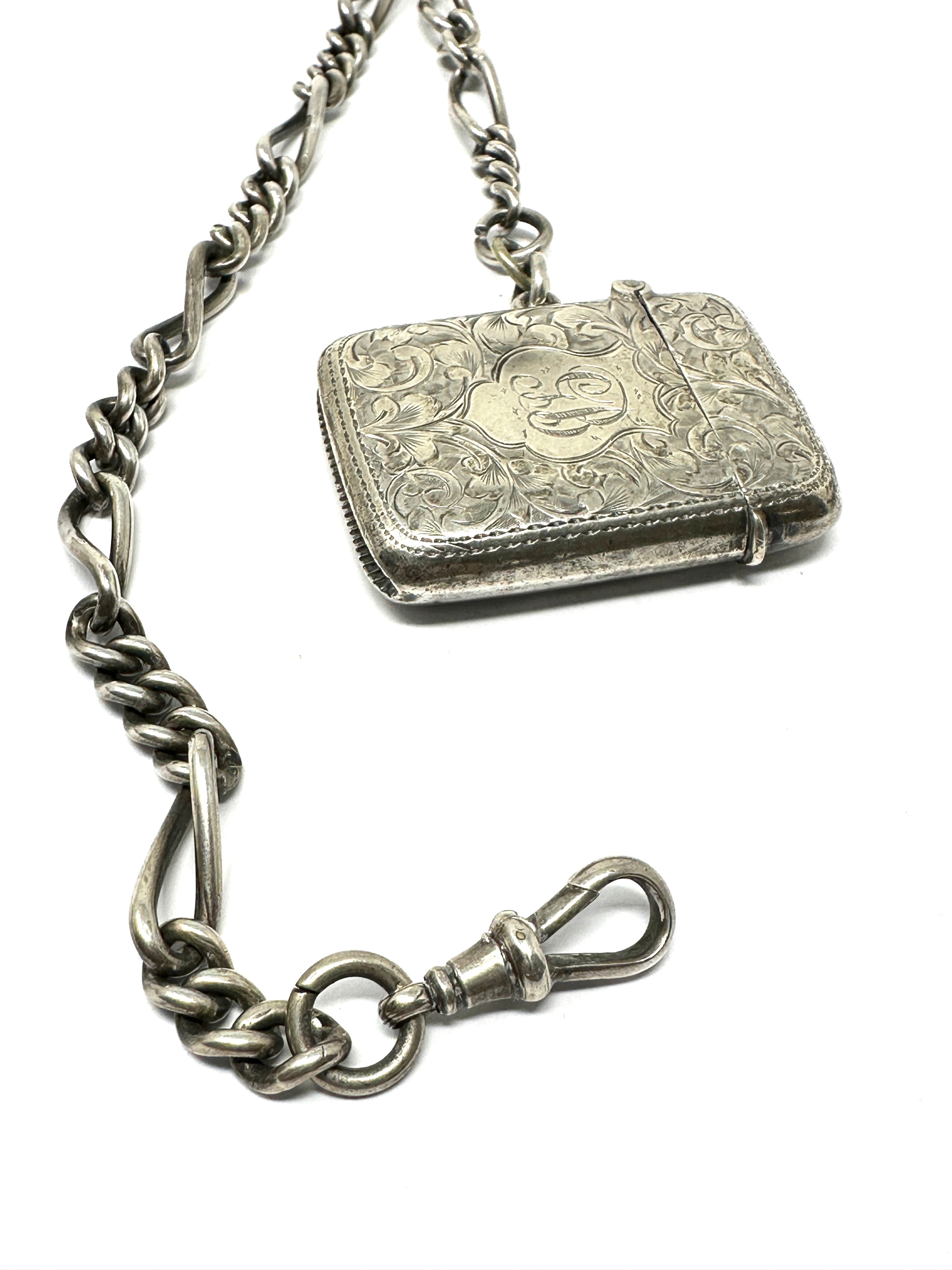 Antique silver albert chain & vesta case - Bild 2 aus 4