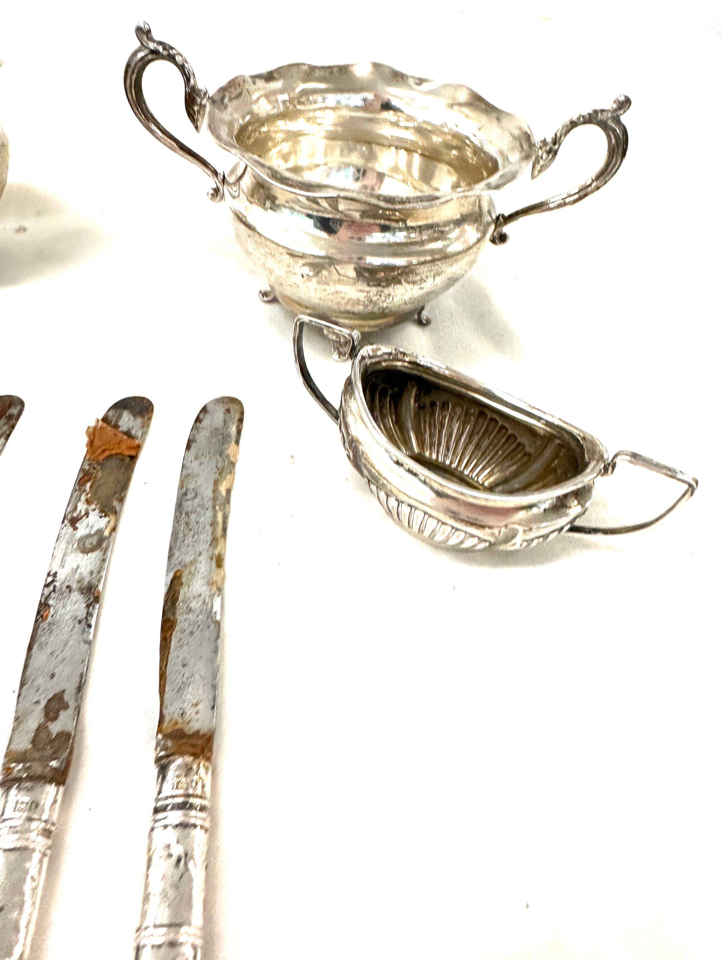 Selection of silver items includes silver handled knives, brush etc - Bild 4 aus 9