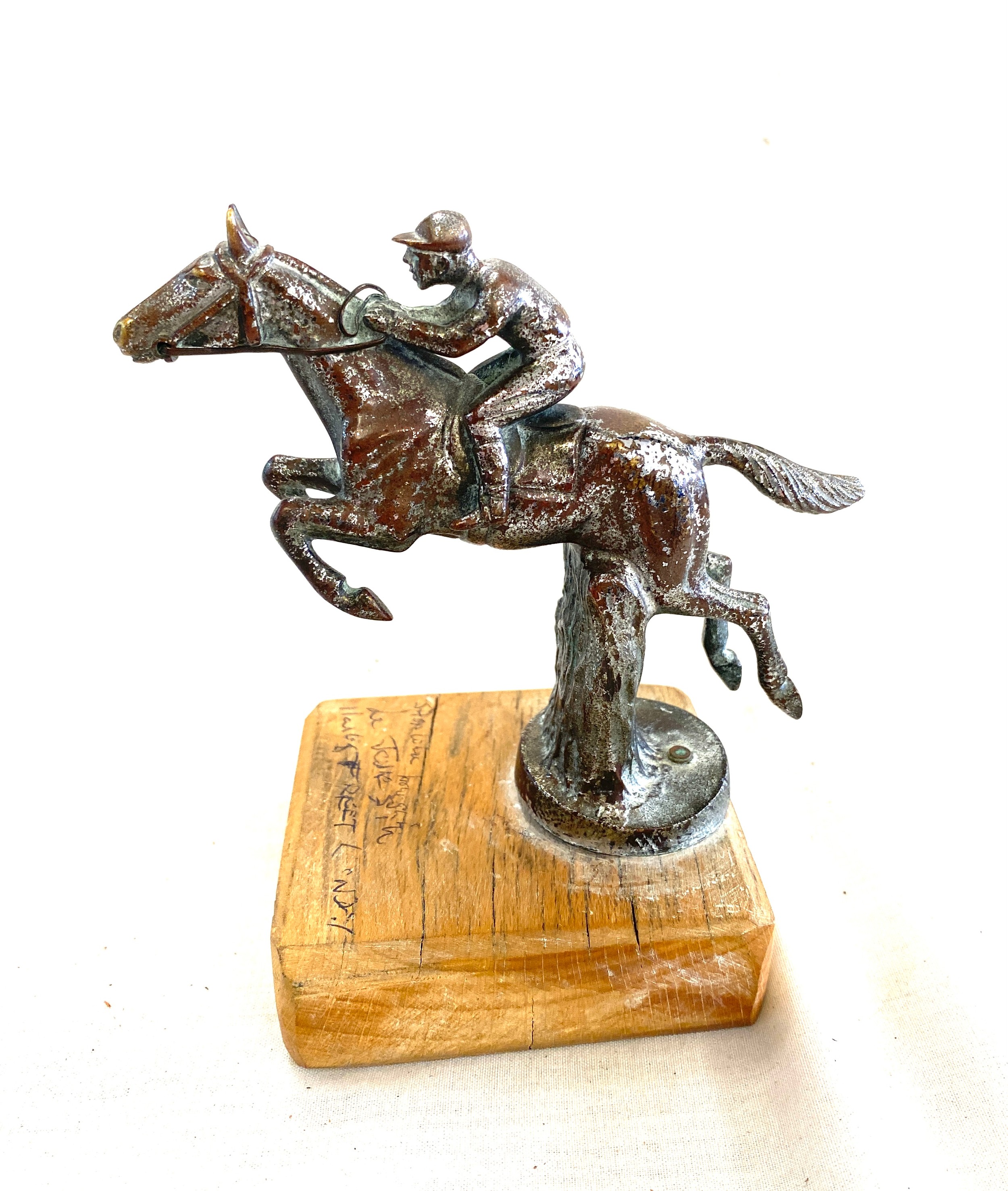 Scarce original 1920's chrome plated bronze car mascot of a race horse - Image 3 of 5