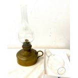 Vintage brass oil lamp, 15 inches tall marked Hicks and sons