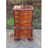 Six drawer mahogany chest, measures approx 30 inches tall by 16 inches wide by 13 inches depth