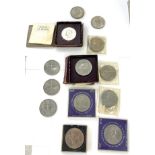 Selection of vintage and later coins includes 1965 crowns, 1947 crowns, 5 shilling coin in a box,