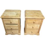 Pair of pine bedsides measures approx 29 inches wide by 16 inches width