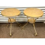 Pair metal ikea lamp tables, approximate height 25 inches, Diameter 19.5 inches